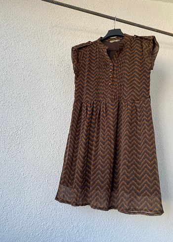 Kahverengi Bohem Midi Elbise - Görsel 2