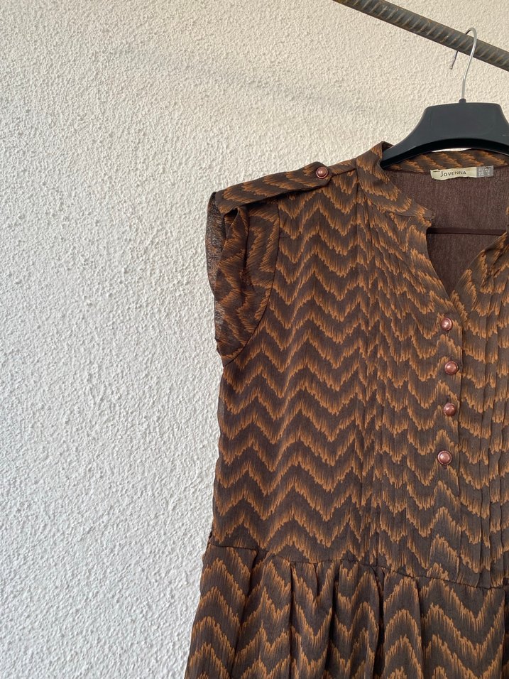 Kahverengi Bohem Midi Elbise - Görsel 4