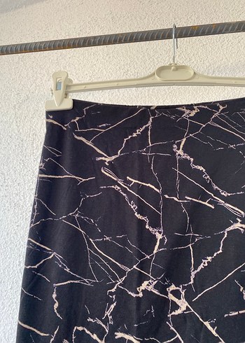 Kadın Siyah Bağlama Desenli Uzun Kalem Etek - Görsel 3