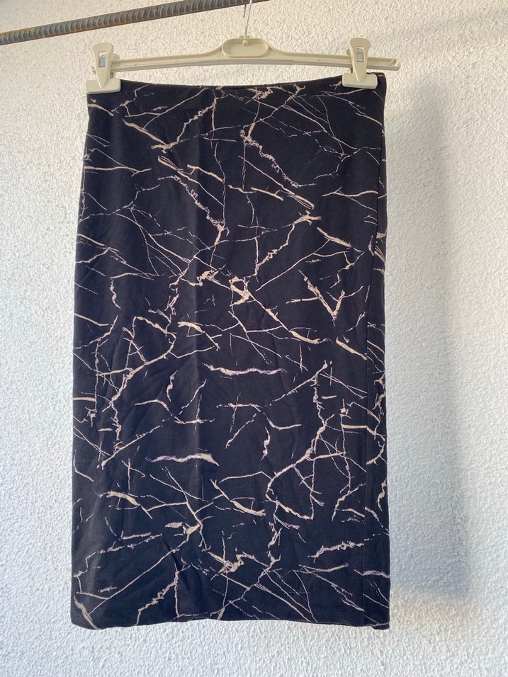 Kadın Siyah Bağlama Desenli Uzun Kalem Etek - Görsel 2