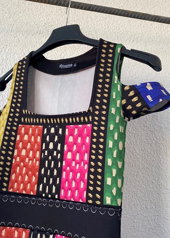 Renkli Örgü Dokulu Kalem Elbise - Görsel 2