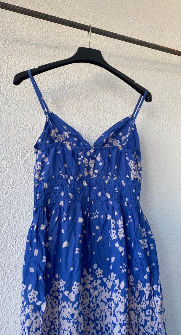 Mavi Bağlamalı Midi Bohem Elbise - Görsel 3