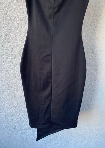 Siyah Drapeli Uzun Kadın Abiye Elbise - Görsel 5