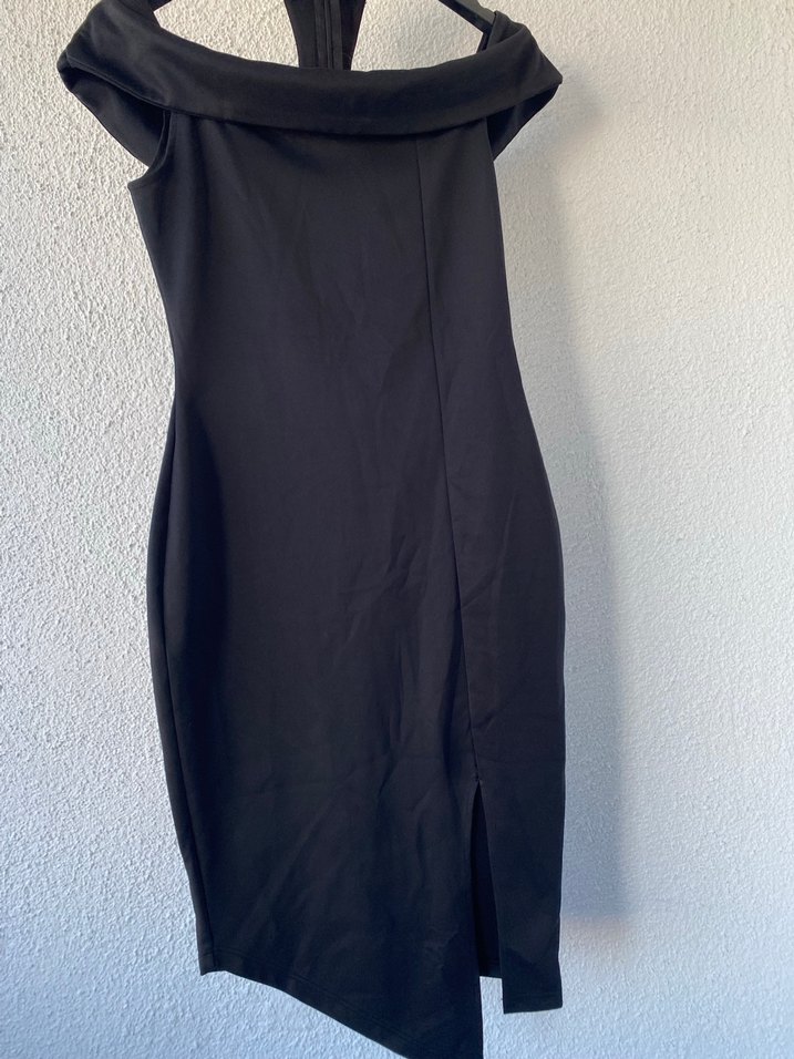 Siyah Drapeli Uzun Kadın Abiye Elbise - Görsel 3