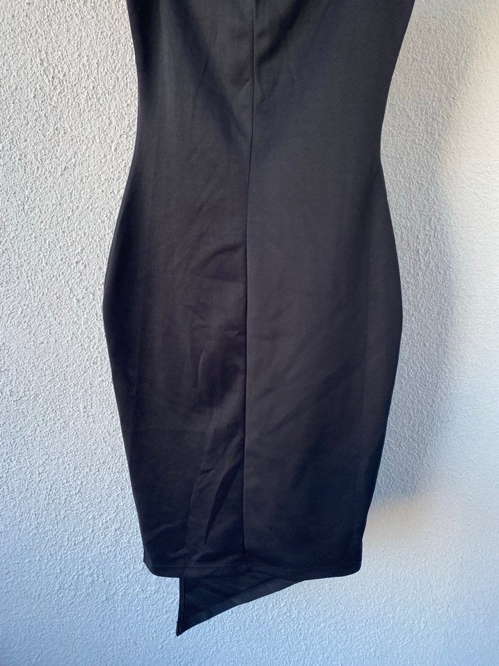 Siyah Drapeli Uzun Kadın Abiye Elbise - Görsel 5