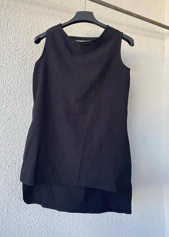 Siyah Midi V Yakalı Fiyonk Detaylı Elbise - Görsel 2