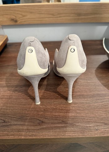 Bej Süet Stiletto Topuklu Kadın Ayakkabı - Görsel 2