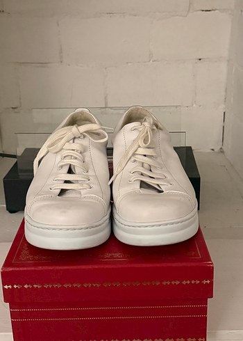 Beyaz Deri Platform Topuklu Kadın Spor Ayakkabı - Görsel 2