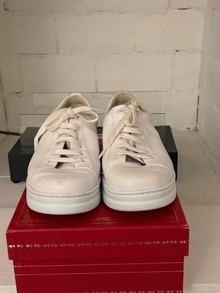 Beyaz Deri Platform Topuklu Kadın Spor Ayakkabı - Görsel 2