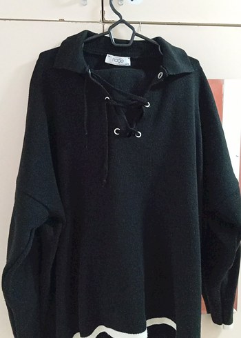 Siyah Örgü Yaka Detaylı Uzun Kollu Takım - Görsel 2