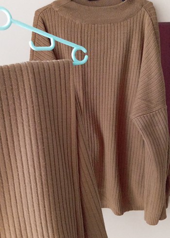 Bej Triko Kadın Salaş Midi Kazak - Görsel 2