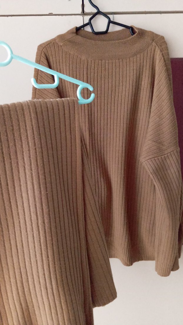 Bej Triko Kadın Salaş Midi Kazak - Görsel 2