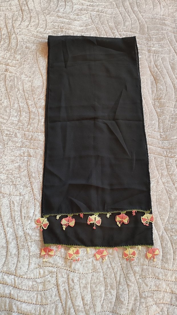 iğne oyası Çok Renkli Kadın Fular, Kurdele Detaylı - Görsel 2