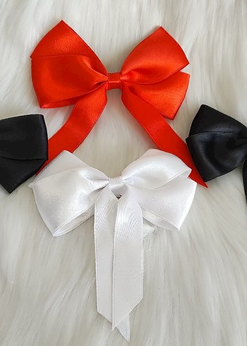 Saten Kurdeleli Üçlü Saç Tokası Seti - Görsel 4