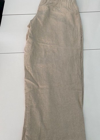 Bej Keten Kadın Pantolon - Görsel 3