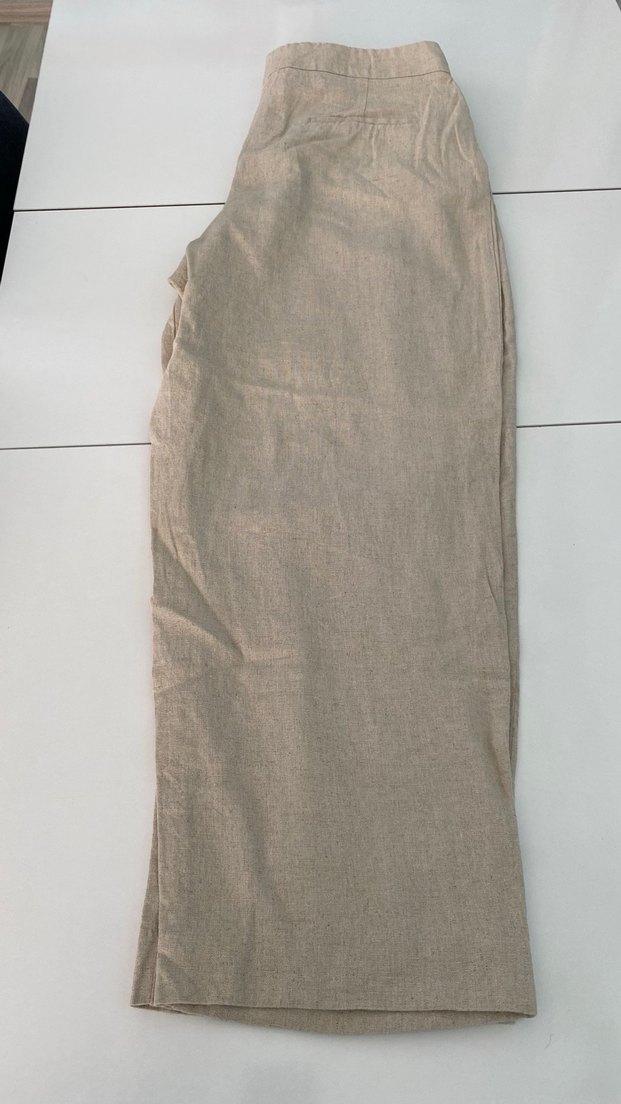 Bej Keten Kadın Pantolon - Görsel 3