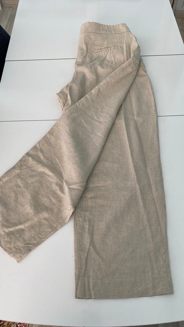 Bej Keten Kadın Pantolon - Görsel 2