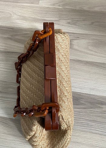 Hasır Kahverengi Zincir Detaylı Kadın El Çantası - Görsel 2