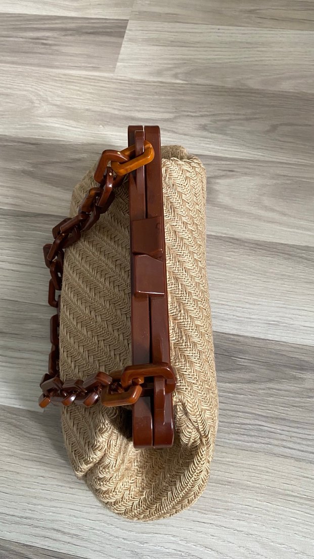 Hasır Kahverengi Zincir Detaylı Kadın El Çantası - Görsel 2