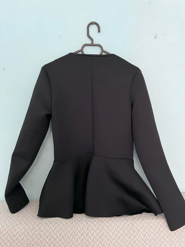 Siyah Kadın Midi Boy Ceket Bluz - Görsel 3