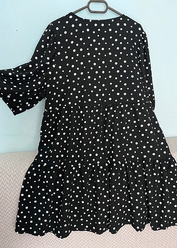 Siyah Puantiyeli Midi Elbise - Görsel 3