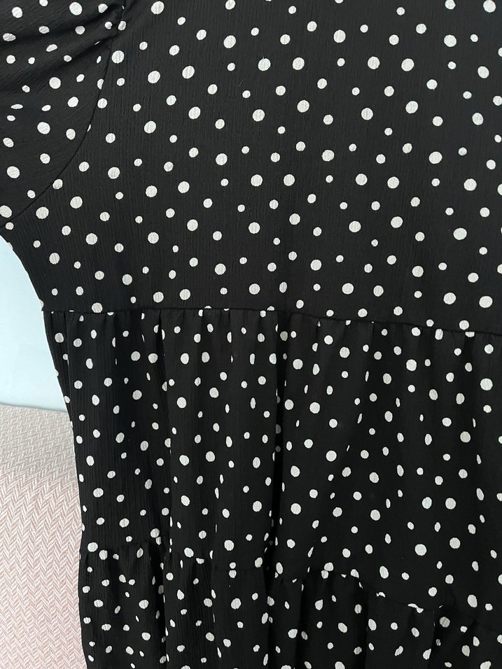 Siyah Puantiyeli Midi Elbise - Görsel 2