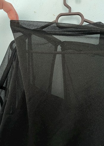 Siyah Simli Şifon Elbise - Görsel 2