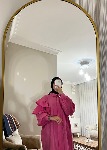 Pembe Midi Salaş tunik - Görsel 2