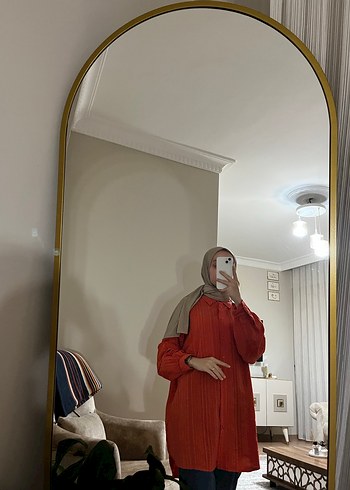 Uzun Kollu turuncu Transparan Tunik - Görsel 2