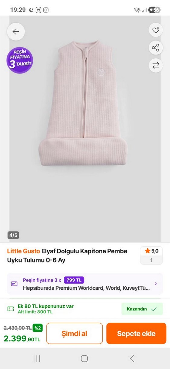 Pembe Bebek Uyku Tulumu 2.5 tog - Görsel 2