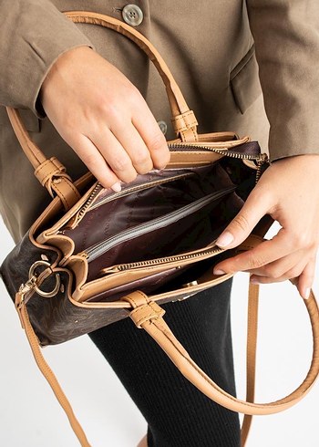 ImPolo Shakira Kahve Kamel Empirme Baskı Kadın Kol Ve El Çanta - Görsel 3