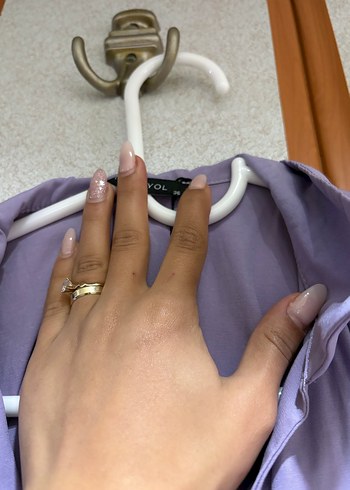 Mor Kısa Kollu Keten Tulum - Görsel 2