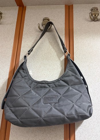 Gri Kadın Omuz Çantası, Tokalı, Minimalist - Görsel 3