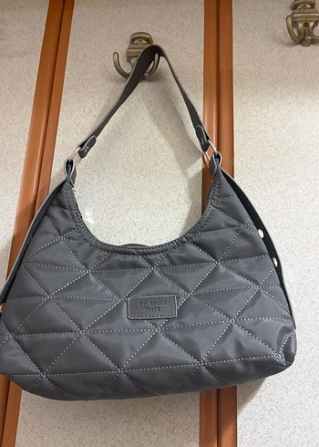 Gri Kadın Omuz Çantası, Tokalı, Minimalist - Görsel 2