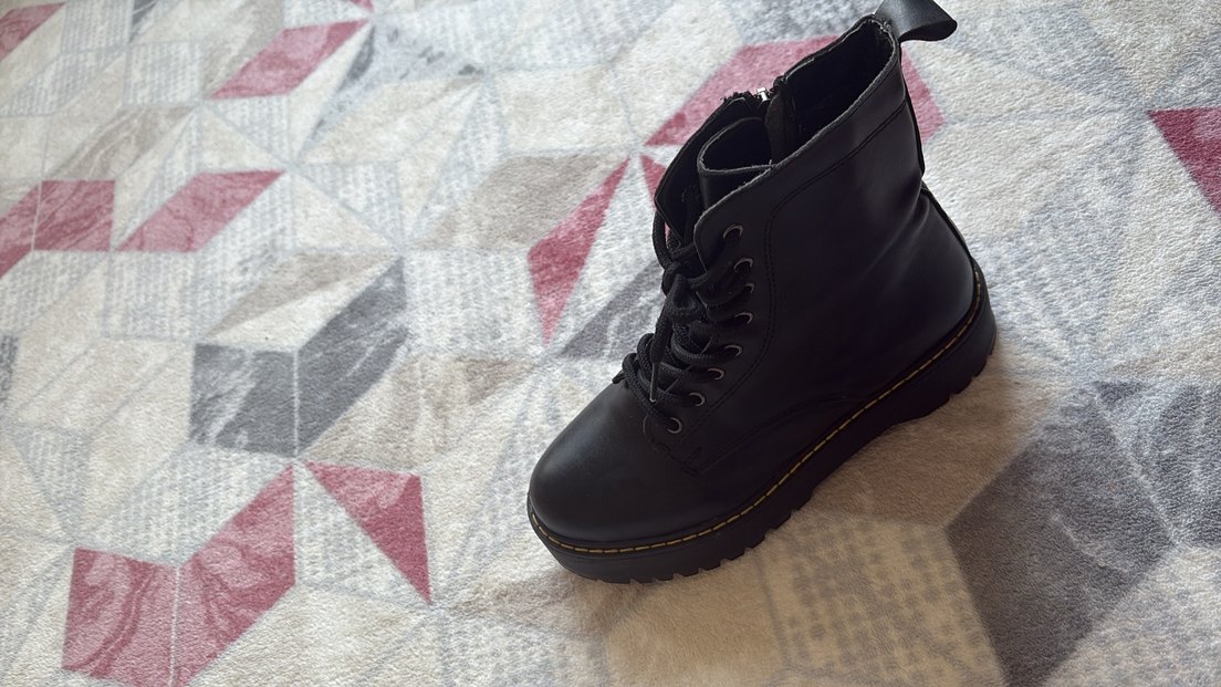 Siyah Deri Gotik Platform Topuklu Botlar - Görsel 2