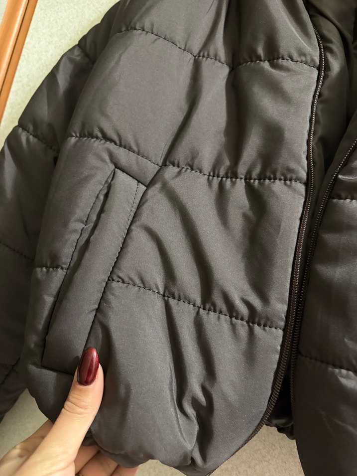 Gri Kemerli Kadın Kışlık Ceket - Görsel 4