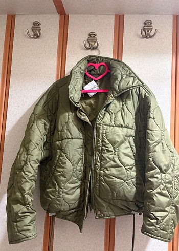 Fermuarlı Haki Kadın Midi Mont - Görsel 4