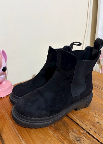 Siyah Süet Platform Topuklu Kadın Bot - Görsel 3