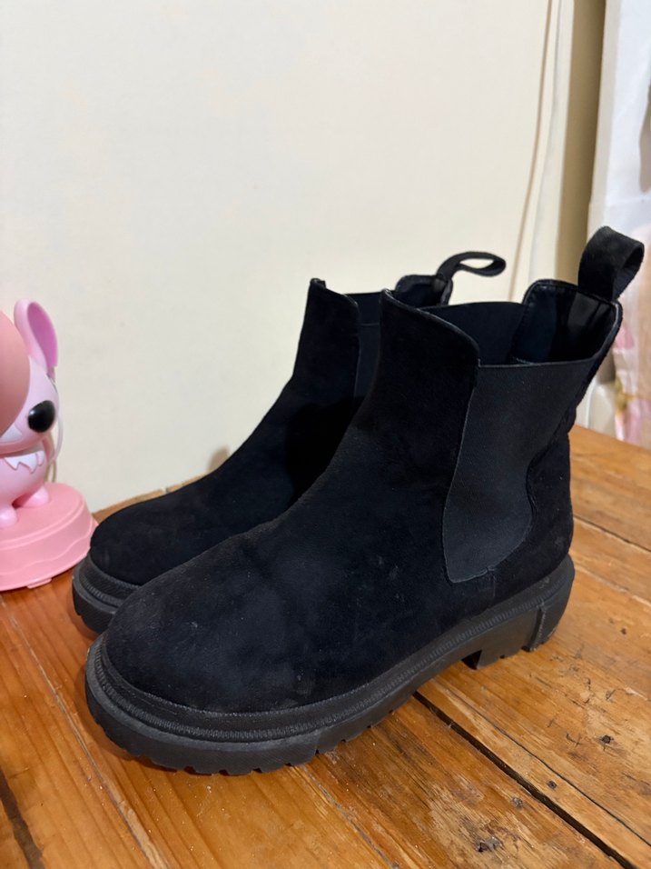 Siyah Süet Platform Topuklu Kadın Bot - Görsel 3