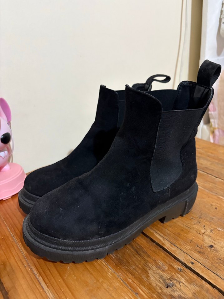 Siyah Süet Platform Topuklu Kadın Bot - Görsel 4