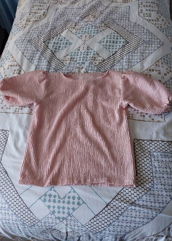 Pembe ve siyah Kısa Kollu Triko Hamile Bluz - Görsel 4