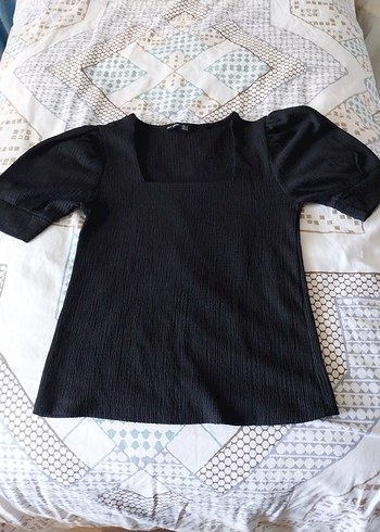 Pembe ve siyah Kısa Kollu Triko Hamile Bluz - Görsel 2