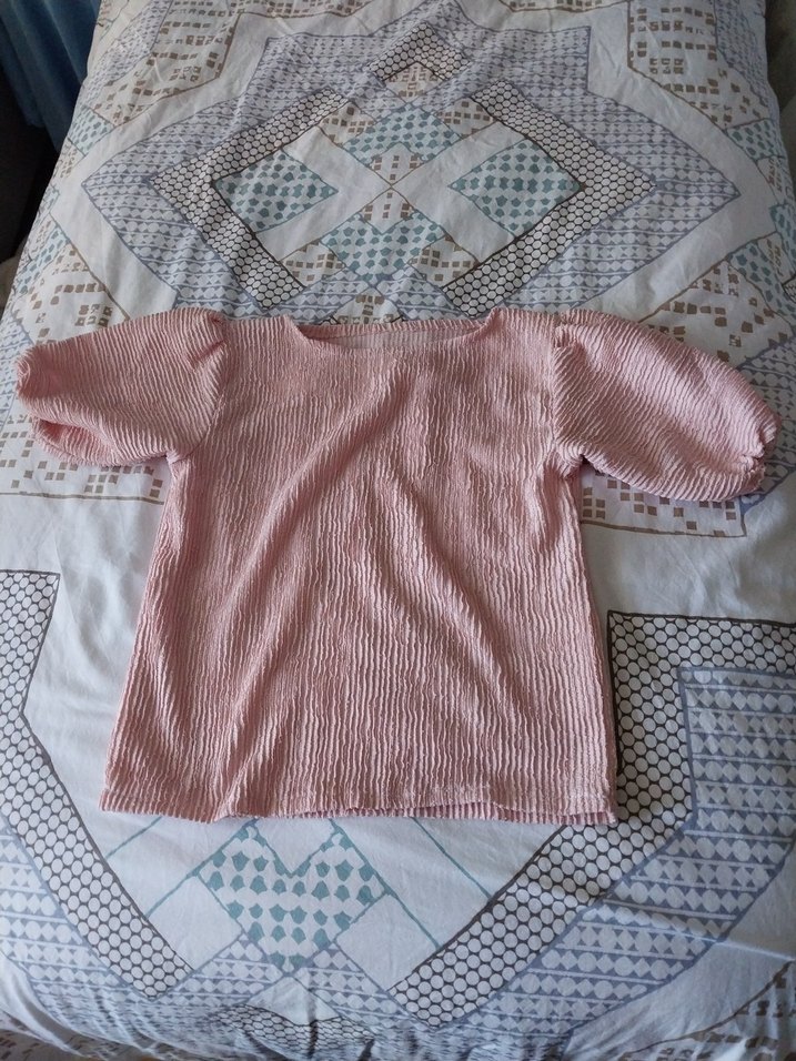 Pembe ve siyah Kısa Kollu Triko Hamile Bluz - Görsel 4