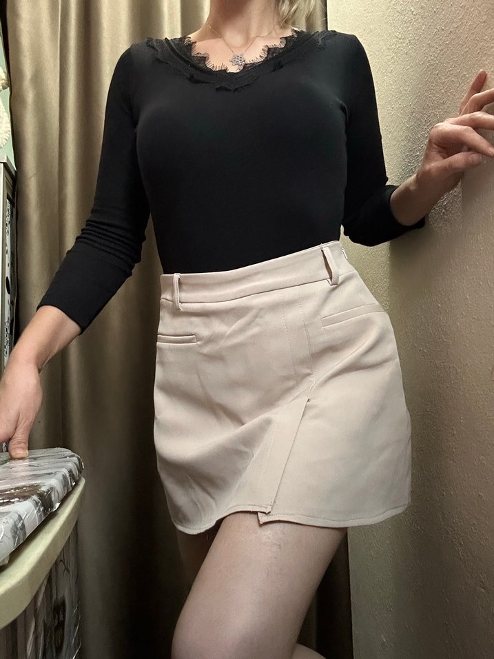 Bej Mini Etek Kadın - Görsel 2