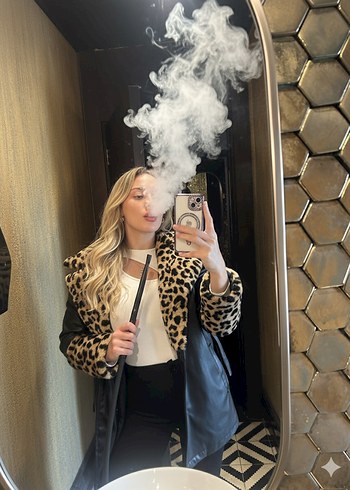 Deri Leopar Desenli Kadın Ceket - Görsel 2