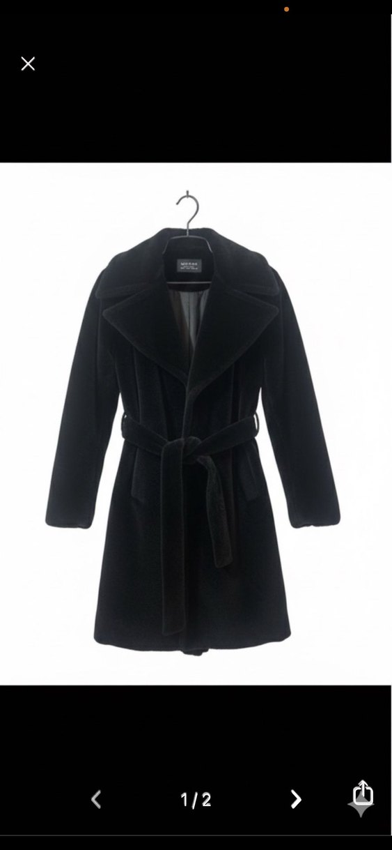 Siyah Kürklü Midi Kadın Kaban - Görsel 2