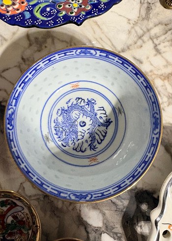 Nakışlı Mavi Porselen Kase Seti - Görsel 3