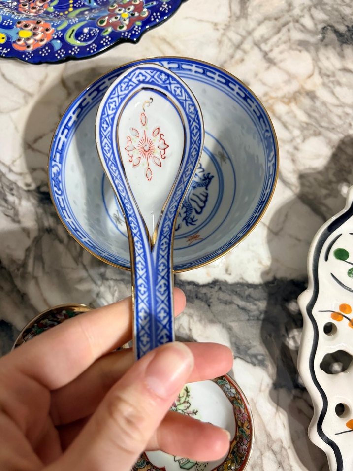 Nakışlı Mavi Porselen Kase Seti - Görsel 2