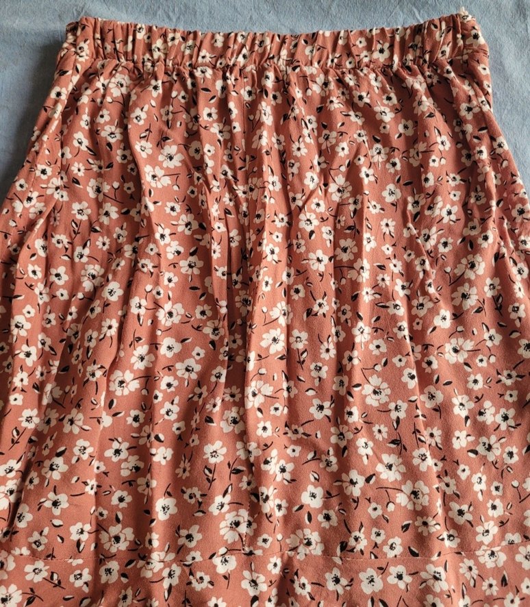 Pembe Çiçekli Volanlı Midi  Etek - Görsel 2