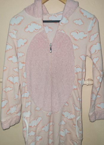 Pembe Peluş Tulum Pijama - Görsel 2